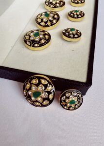 Black Royal Stone Sherwani Suit Buttons ki