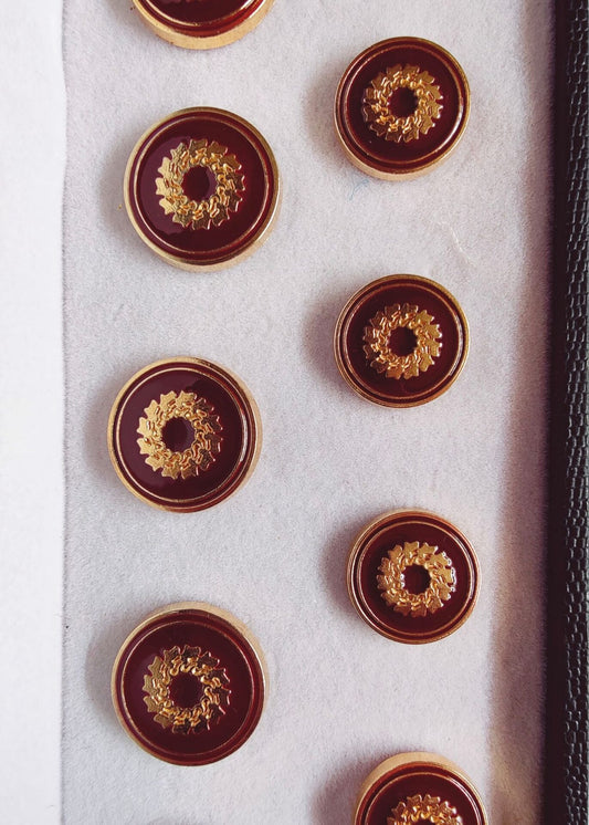 Wine Golden Sherwani Metal Suit Buttons