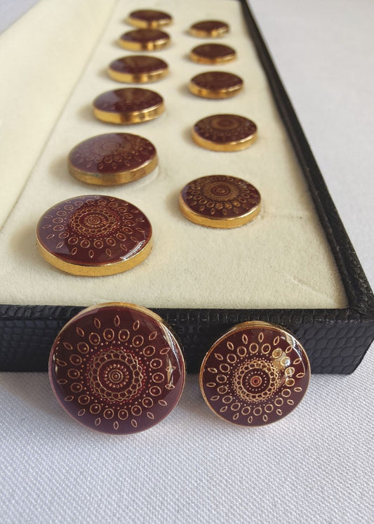 Wine Golden Sherwani Metal Suit Buttons