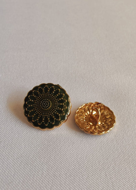 Green Designer Sherwani Metal Suit Buttons