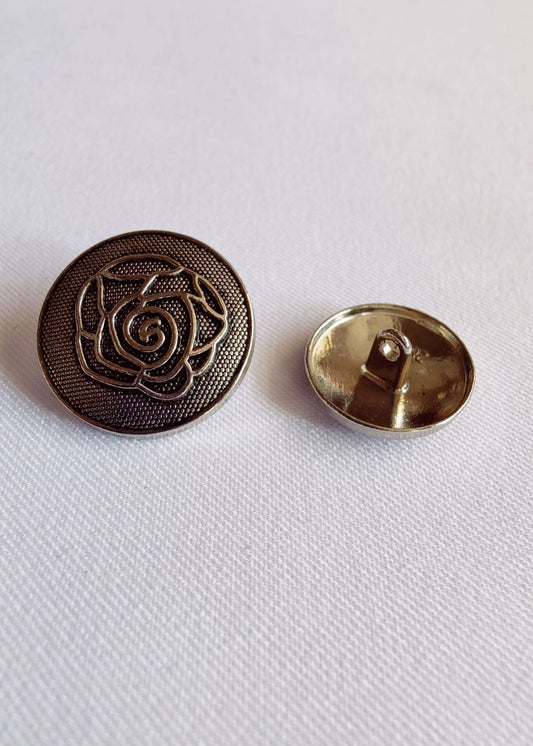 Silver Grey Flower Metal Suit Buttons