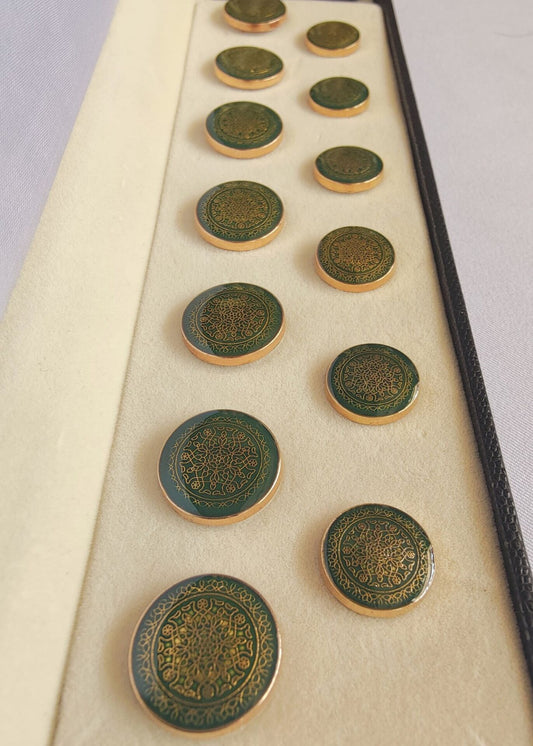 Green Golden Sherwani Metal Suit Buttons