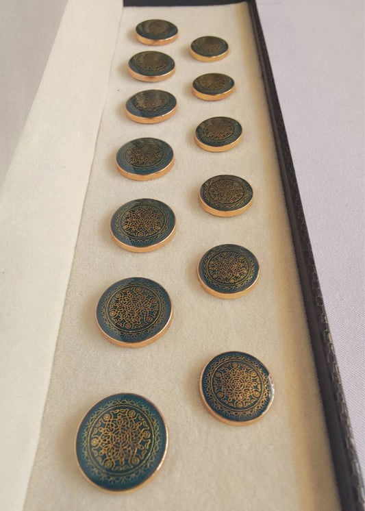 Meenakari Green Enamel Achkan Suit Buttons