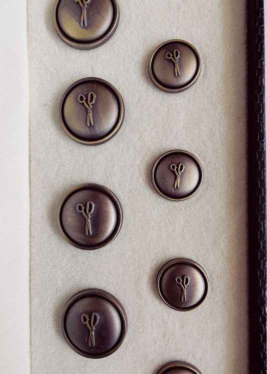 Scissor Engraved Metal Suit Buttons