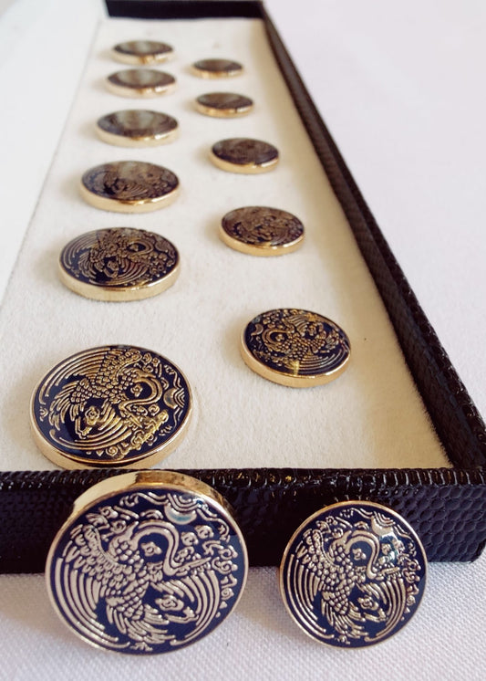 Blue Sherwani Suit Metal Buttons