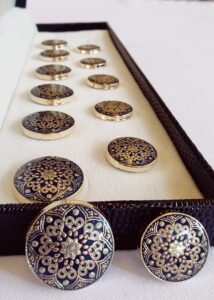 Navy Blue Unique Sherwani Suit Metal Buttons