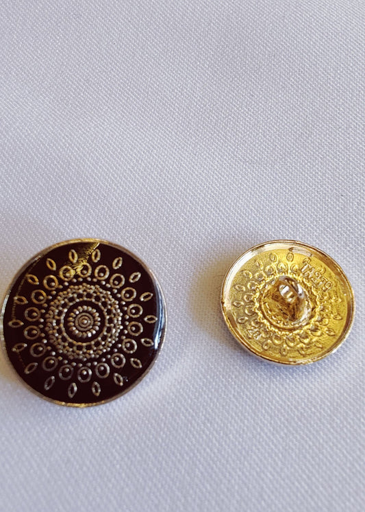 Black Sherwani Suit Metal Buttons