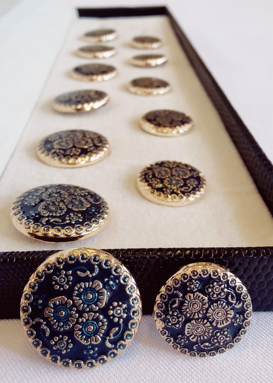 Blue Unique Sherwani Suit Metal Buttons