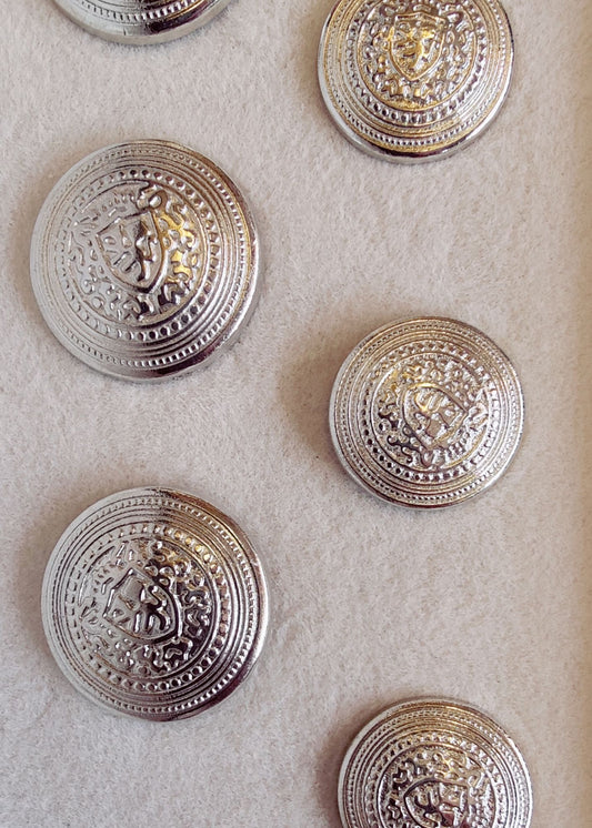 Silver Sherwani Suit Metal Buttons