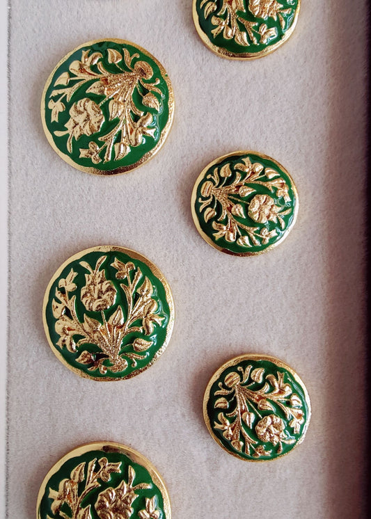 Green Meenakari Sherwani Buttons