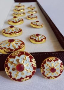 Red & White Meenakari Sherwani Buttons