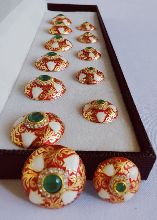 Red Meenakari Sherwani Buttons