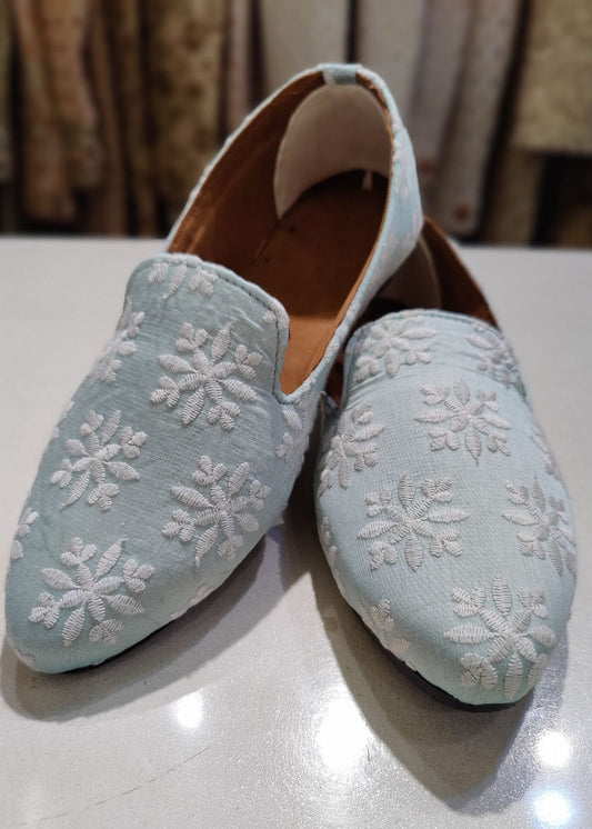 Aqua Designer Embroidery Loafer Shoes