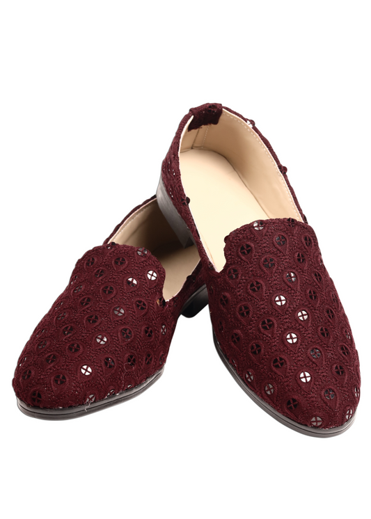 Wine Sequence Loafer Shoes for Mens