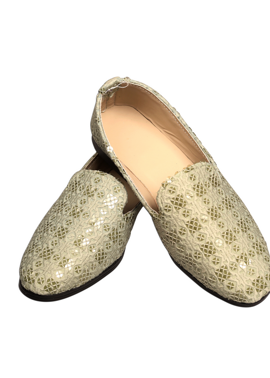 Green Sequence Loafer Shoe For Men