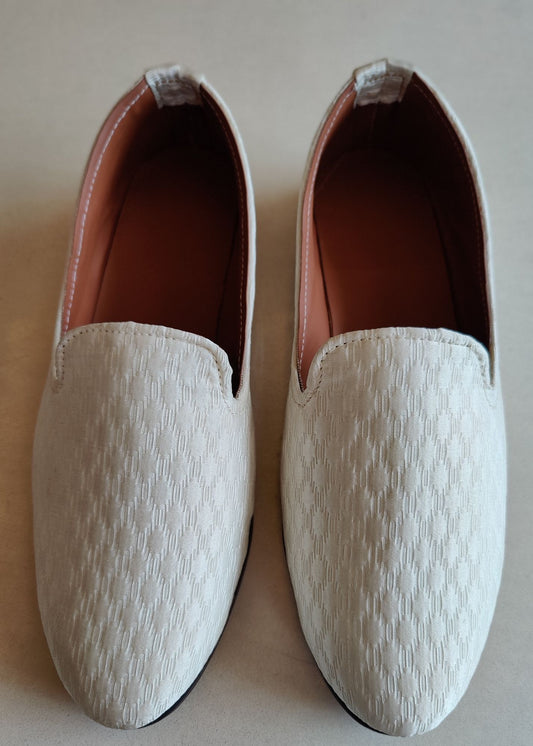 White Designer Embroidered Loafer Slip Ons