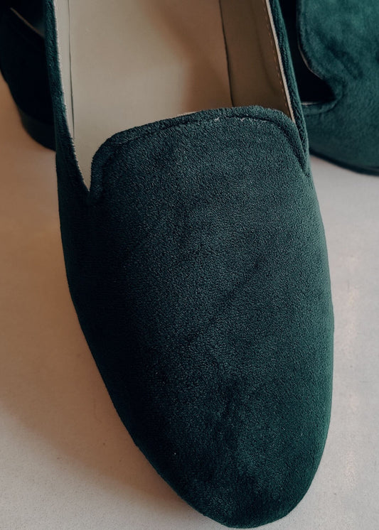 Bottle Green Solid Velvet Loafers for Mens