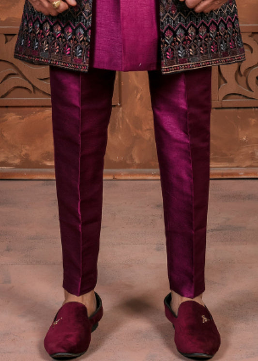 Purple Open Sleeveless Indo Western Set