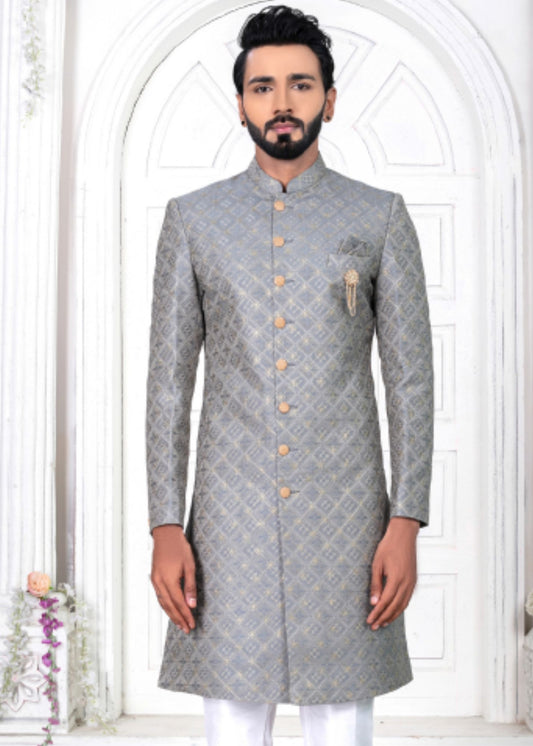 Grey Self Indo Western Set