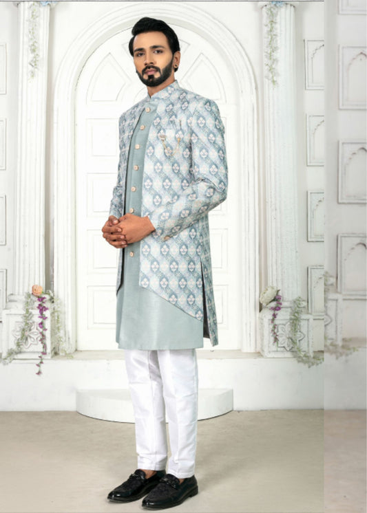 Aqua Designer Open Indo Western Set