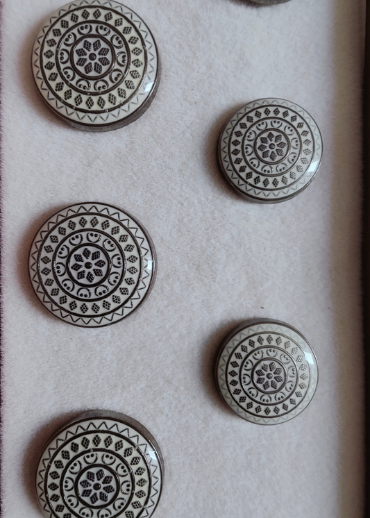 Grey Art Engraved Sherwani Suit Metal Buttons