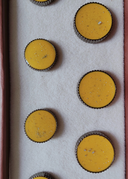 Mustard Silver Combined Sherwani Suit Metal Buttons