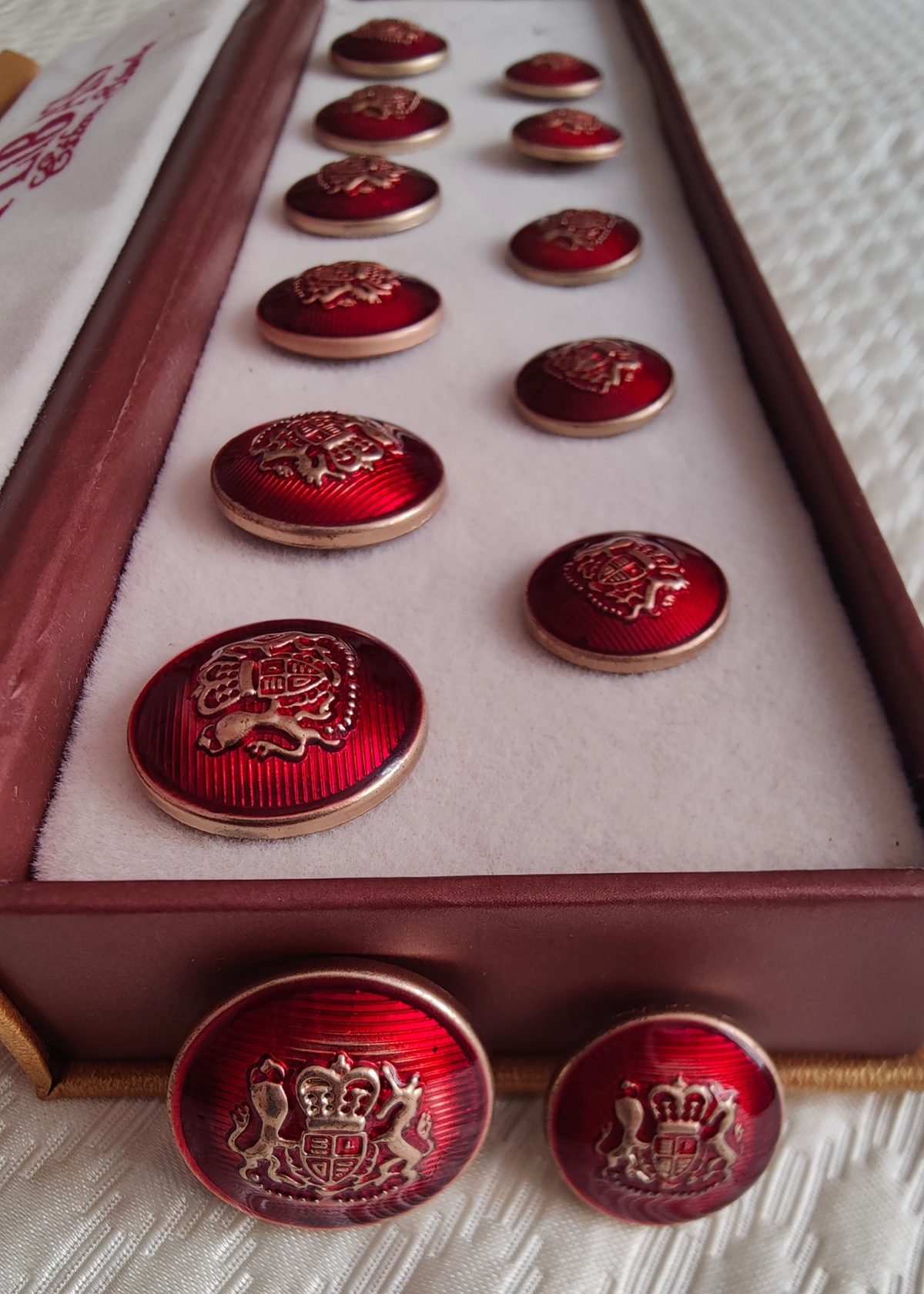 Maroon Emblem Designer Sherwani Suit Metal Buttons