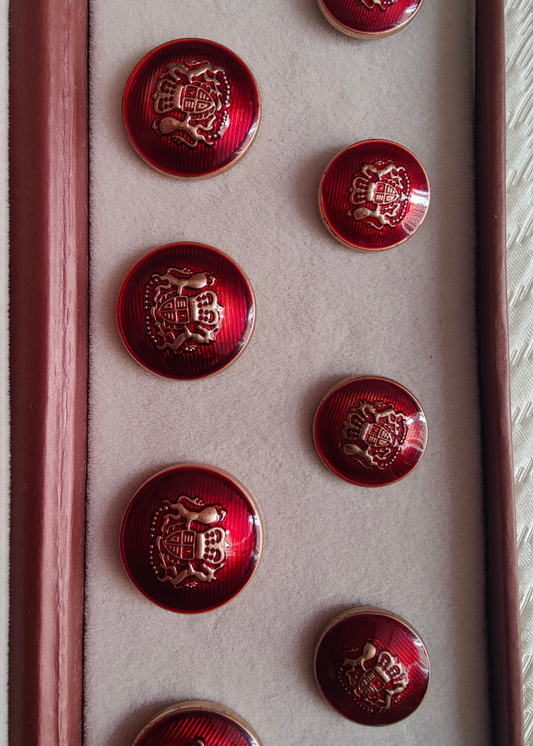 Maroon Emblem Designer Sherwani Suit Metal Buttons