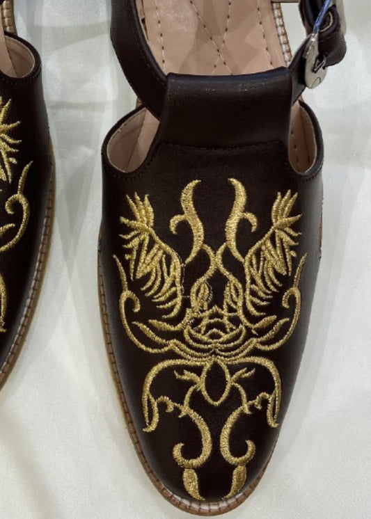 Brown Embroidery Indo Sandal for Mens