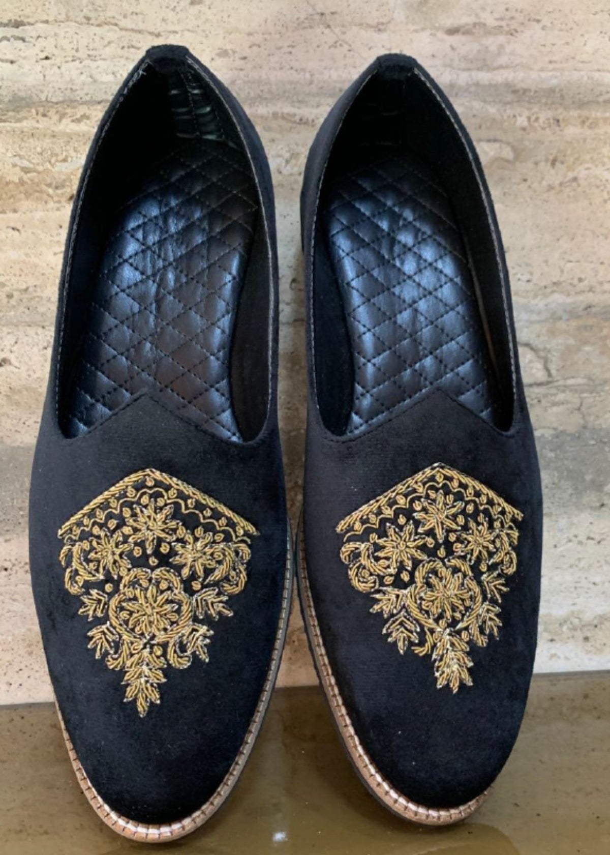 NAVY BLUE VELVET LOAFERS FOR MEN