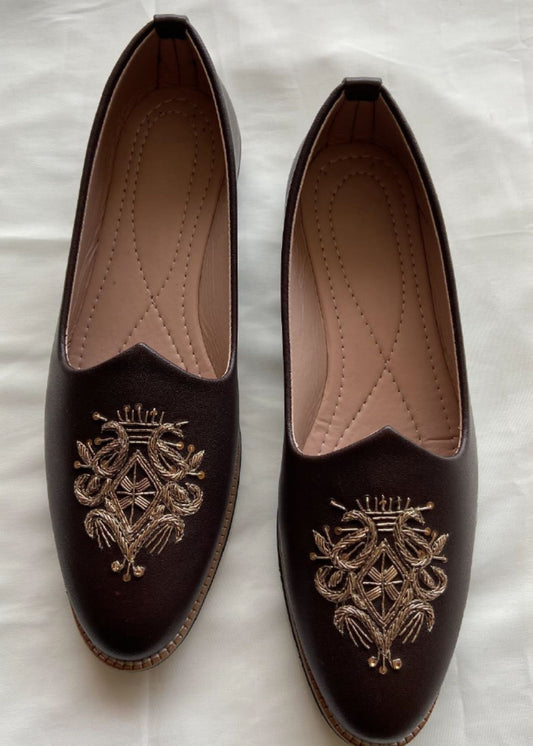 Dark Brown Hand Work Leather Loafers for Mens