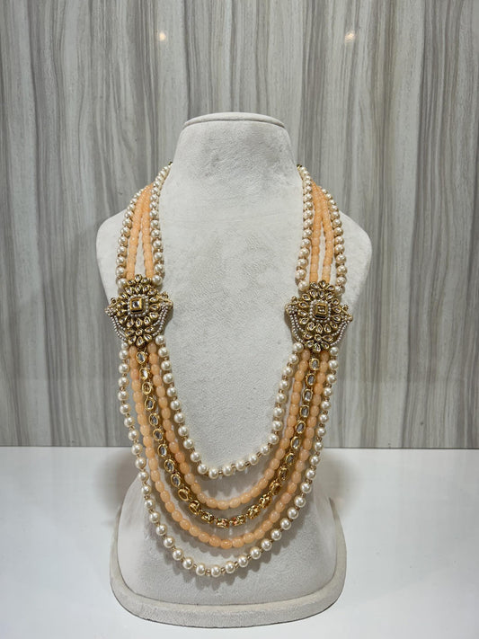 CREAM X PEACH KUNDAN MALA