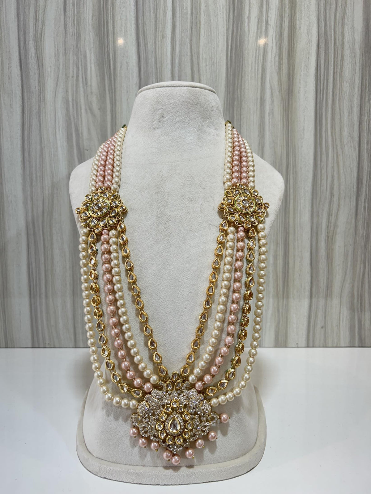 GOLDEN X LIGHT PINK CREAM MALA