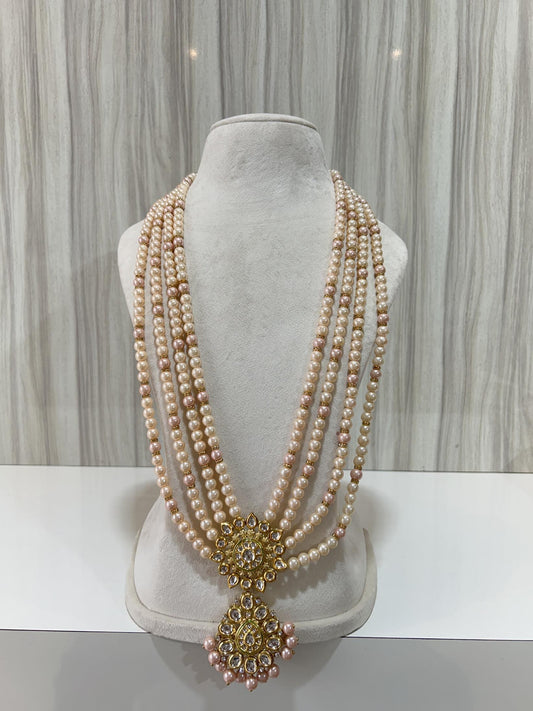 LIGHT PINK X CREAM KUNDAN MALA