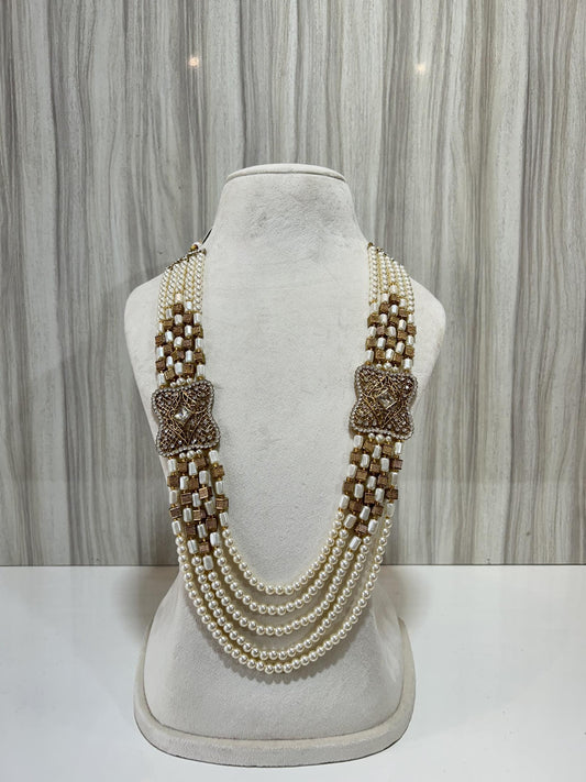 CREAM X GOLDEN KUNDAN MALA