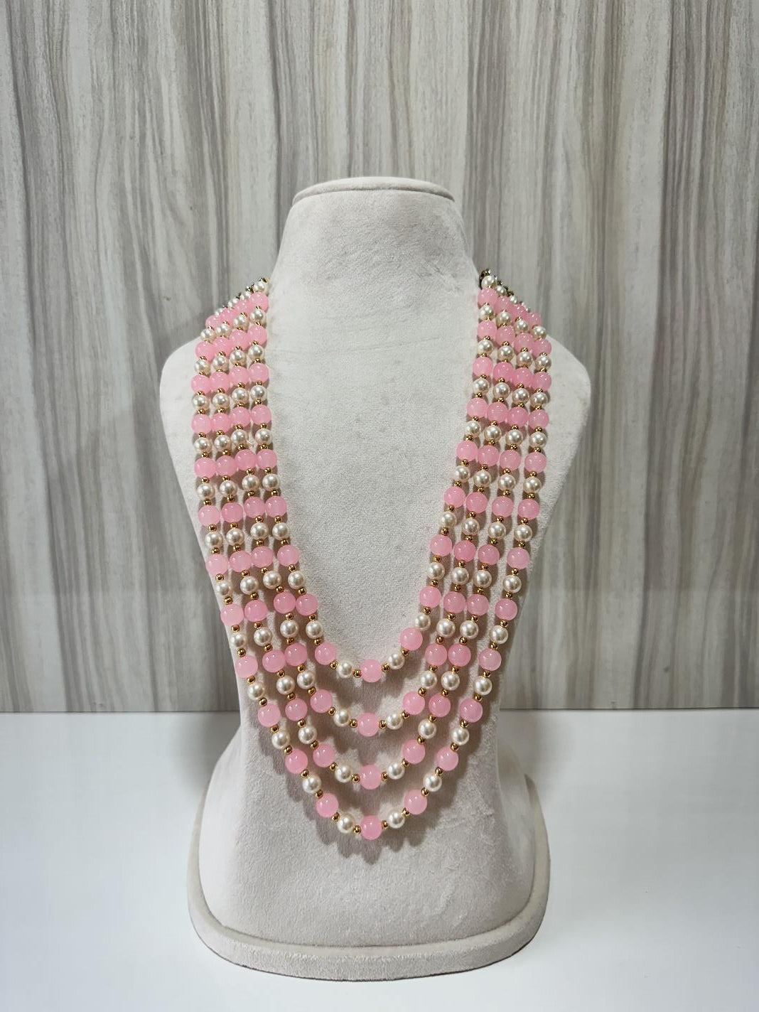 CREAM X LIGHT PINK KUNDAN MALA