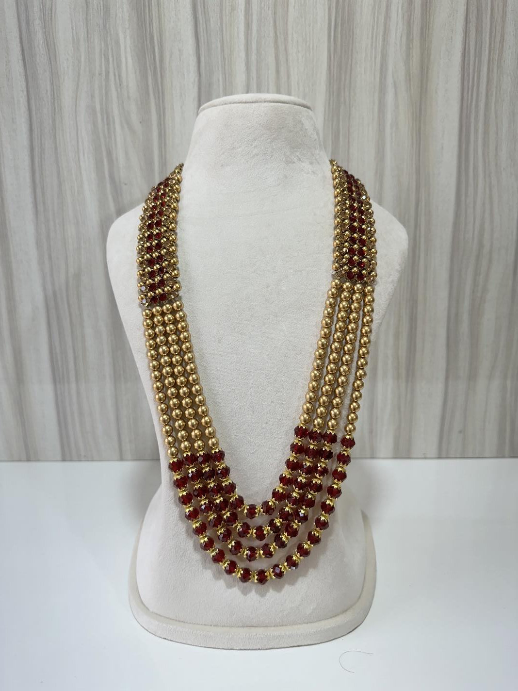 GOLDEN X MAROON KUNDAN MALA