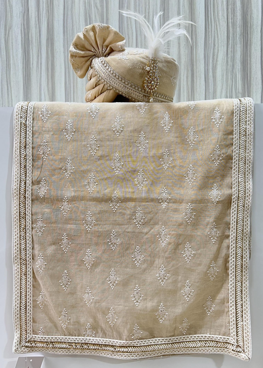 LIGHT GOLDEN TISSUE EMBROIDERY (HANDTIED PATTERN)