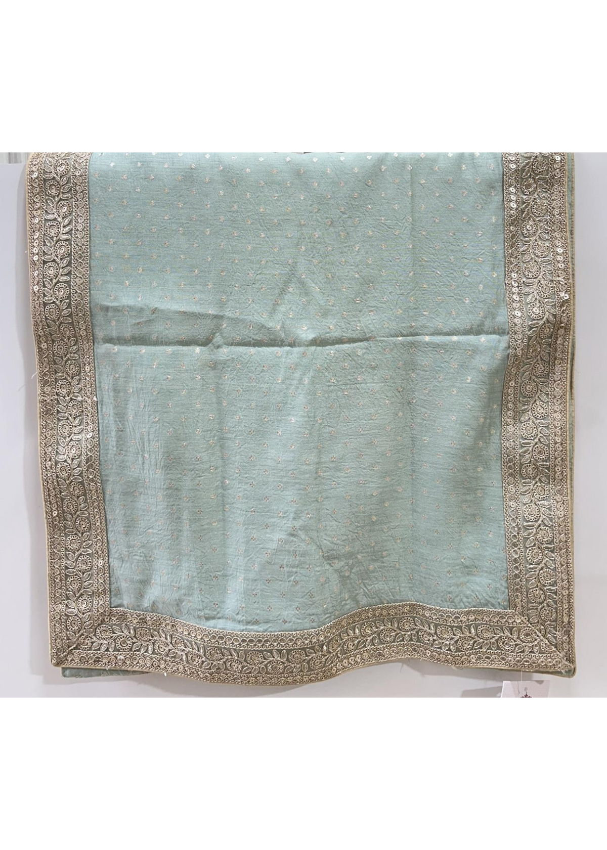 PISTA GREEN CHANDERI  STOLE