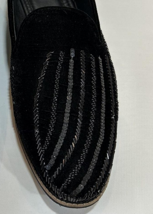 BLACK VELVET SEQUIN SHOES FOR MEN