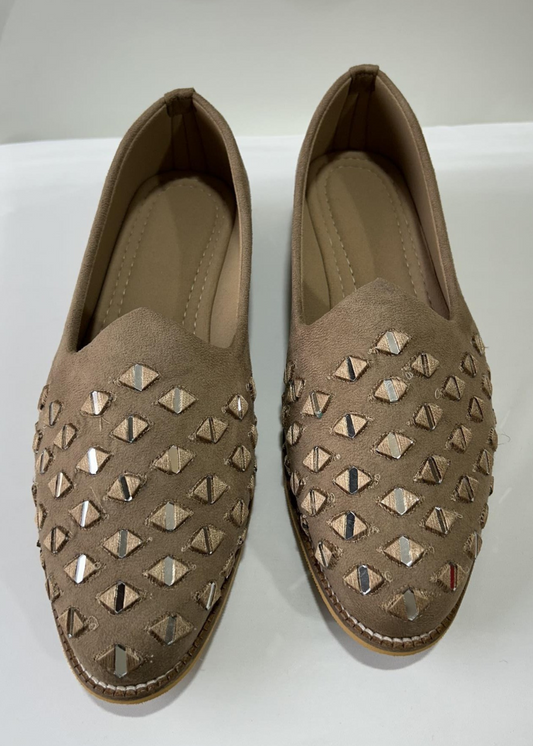 ANTIQUE GOLDEN MIRRORWORK SHOES FOR MEN