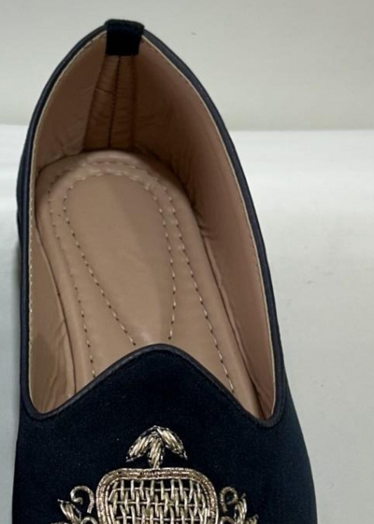 DARK NAVY BLUE SUEDE HANDWORK SHOES FOR MEN