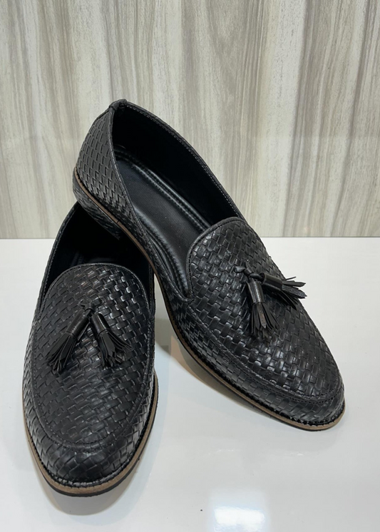 BLACK MATT LEATHER SHOES FOR MEN