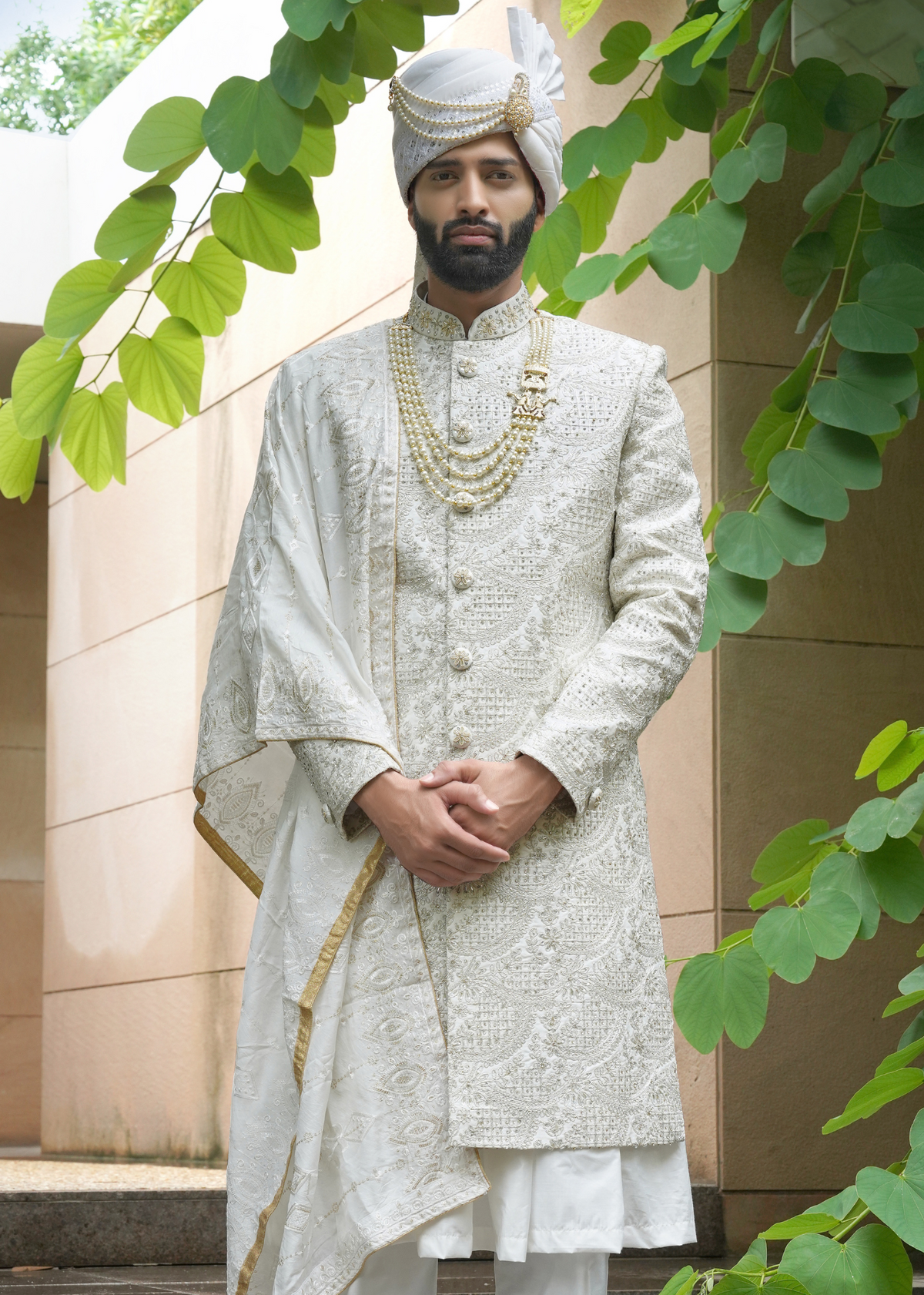 Pearl Thread Work Embroidered Sherwani