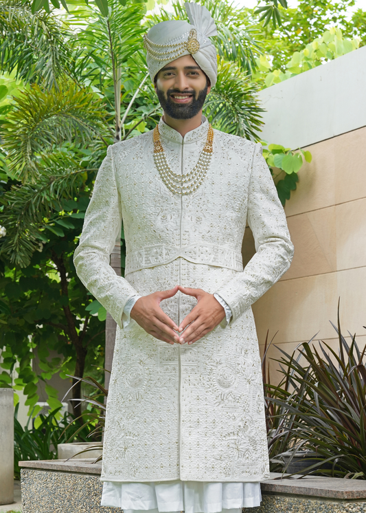 Pearl Thread Work Embroidered Sherwani