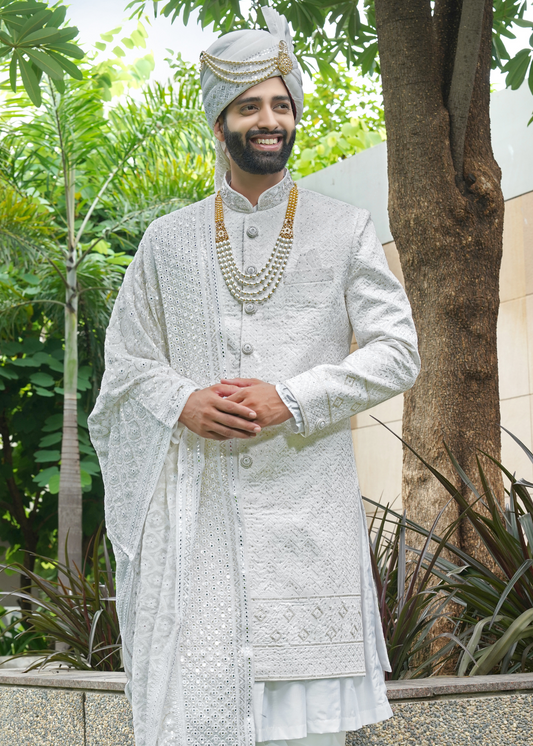 Ivory Embroidered Sherwani