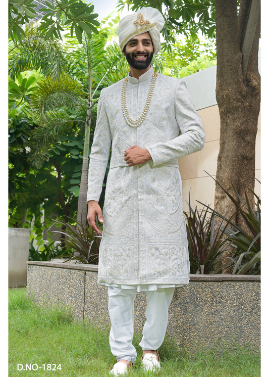 Ivory Embroidered Sherwani